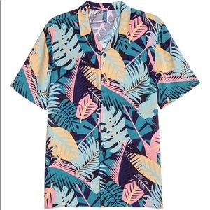 H&M Divided Leaf Print Short-Sleeve Resort Shirt